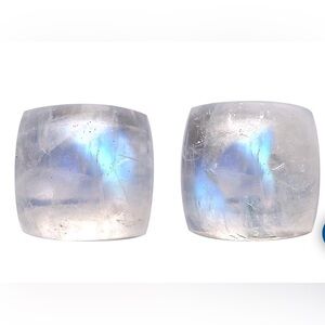 NWT Genuine Rainbow Moonstone Pair – 5x5mm Cushion Cut • 1.28ctw • Sealed Box